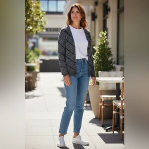 Women’s LOFT Black and White Patterned Cardigan